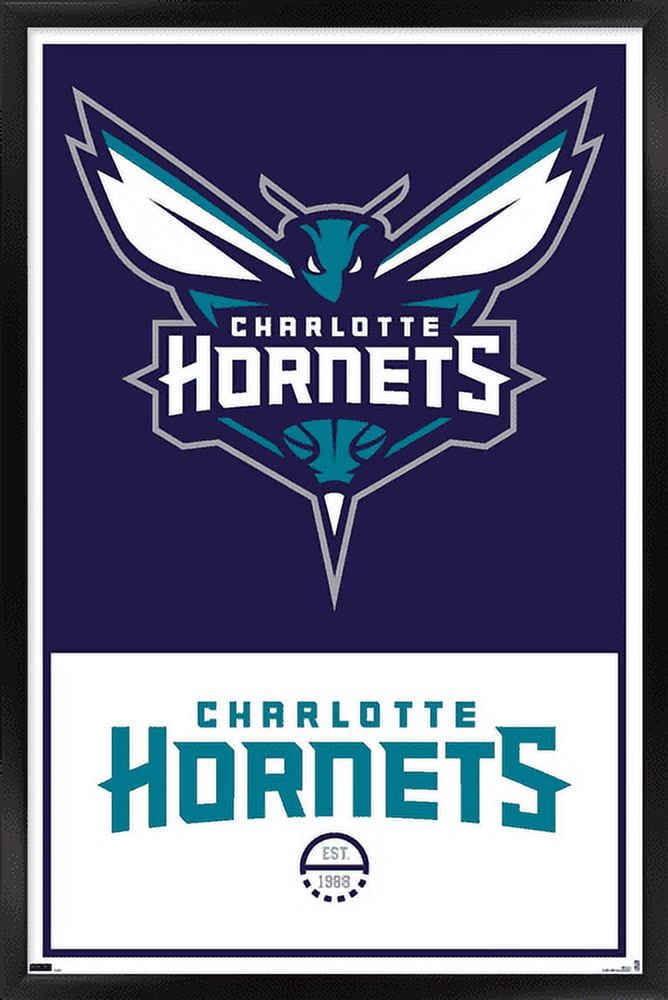 NBA Charlotte Hornets - Logo 21 Wall Poster, 14.725" x 22.375", Framed