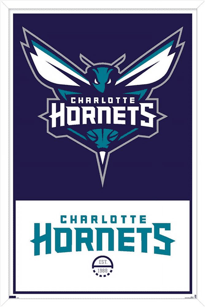 NBA Charlotte Hornets - Logo 21 Wall Poster, 14.725" x 22.375", Framed