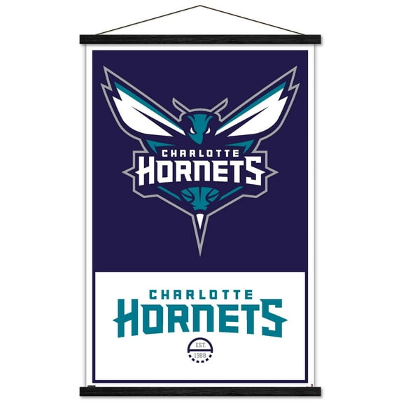 NBA Charlotte Hornets - Logo 21 Wall Poster with Wooden Magnetic Frame, 22.375" x 34"