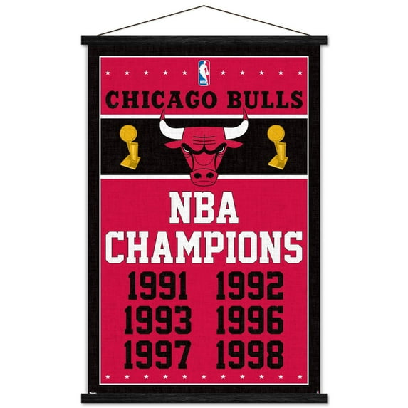 NBA Chicago Bulls - Champions 13 Wall Poster with Wooden Magnetic Frame, 22.375" x 34"