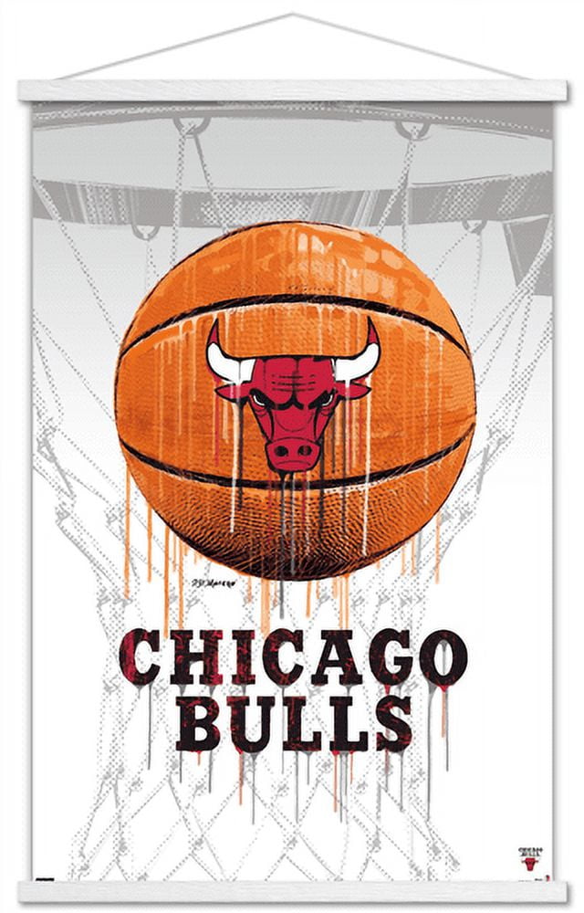 NBA Chicago Bulls - Drip Basketball 21 Wall Poster with Wooden