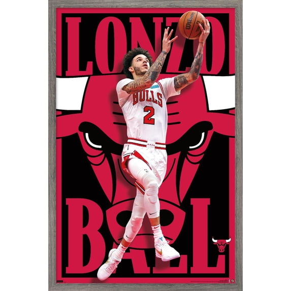 NBA Chicago Bulls - Lonzo Ball 22 Wall Poster, 14.725" x 22.375" Framed