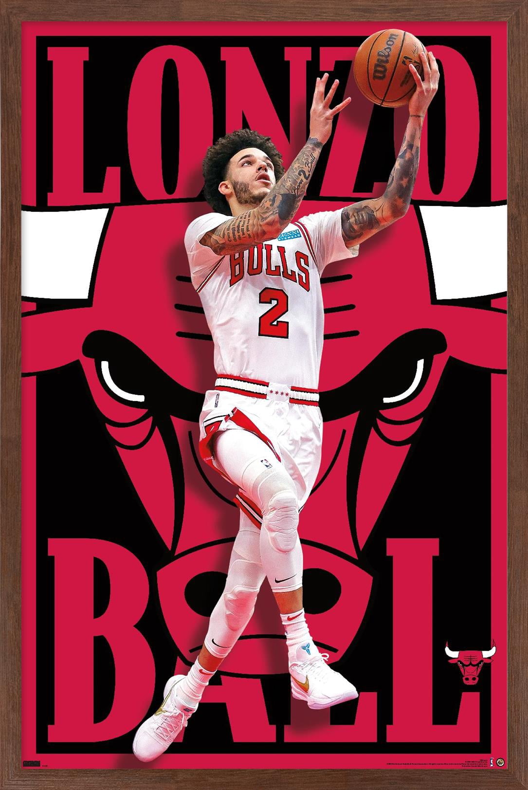 NBA Chicago Bulls - Lonzo Ball 22 Wall Poster, 22.375" x 34" Framed