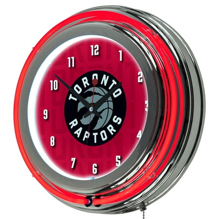 Toronto Raptors NBA City Chrome Neon Clock - Red, Black, Silver, White