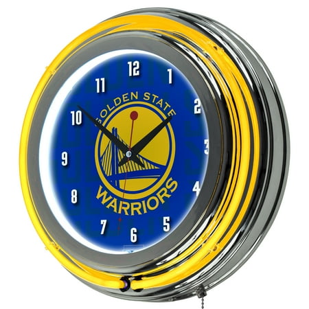 Golden State Warriors NBA City Chrome Neon Clock - Blue, Gold