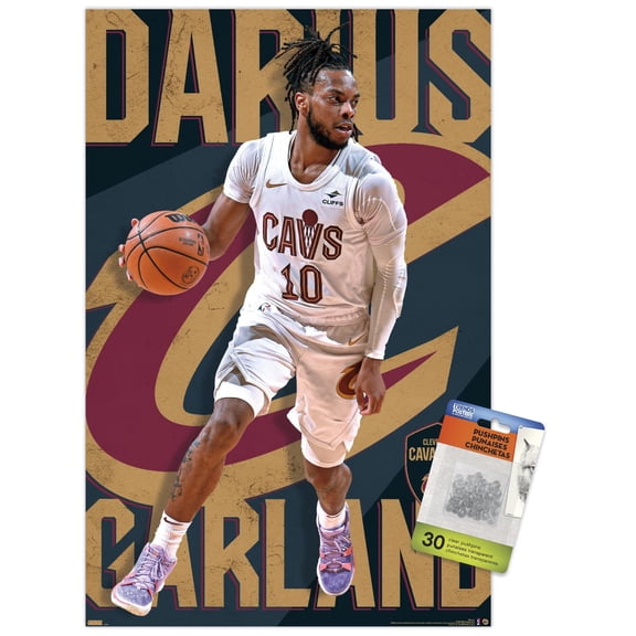 NBA Cleveland Cavaliers - Darius Garland 23 Wall Poster with Push Pins, 14.725" x 22.375"