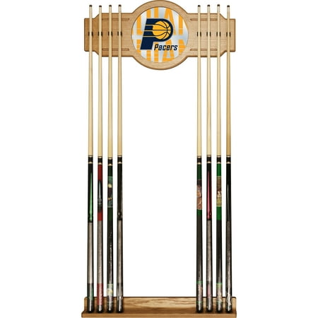 Indiana Pacers NBA City Stained Wood Cue Rack with Mirror - Gold, Navy Blue