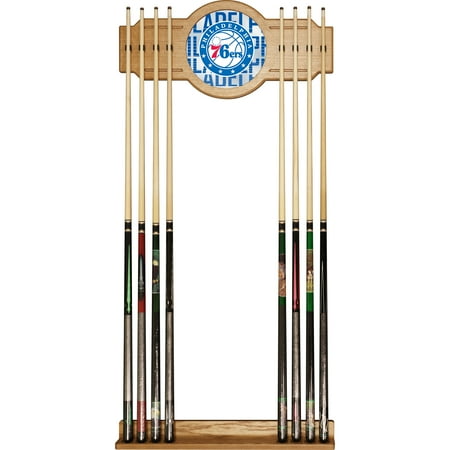 Philadelphia 76ers NBA City Stained Wood Cue Rack with Mirror - Royal Blue, Red, White