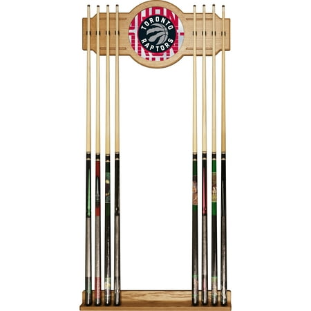 Toronto Raptors NBA City Stained Wood Cue Rack with Mirror - Red, Black, Silver, White