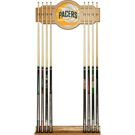 Indiana Pacers NBA Fade Stained Wood Cue Rack with Mirror - Gold, Black
