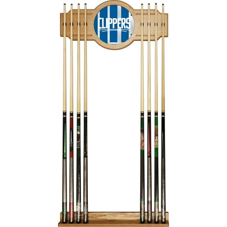 Los Angeles Clippers NBA Fade Stained Wood Cue Rack with Mirror - Blue, White