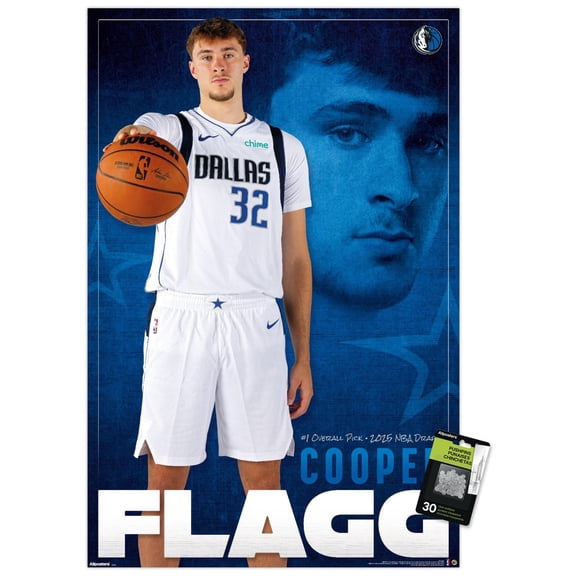 NBA Dallas Mavericks - Cooper Flagg 25 Wall Poster with Push Pins, 22.375" x 34"
