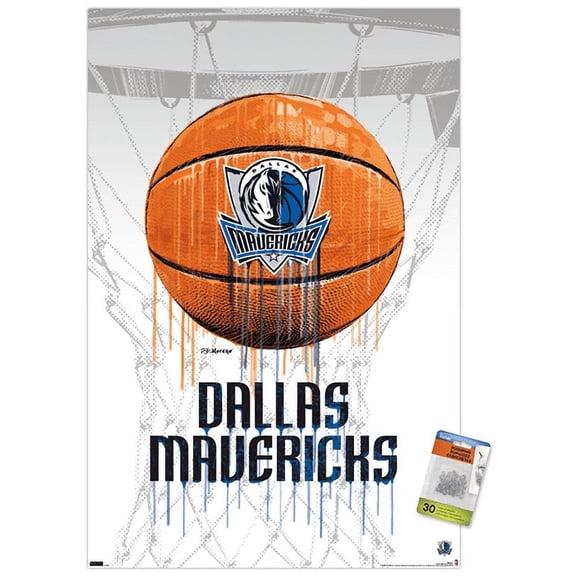 NBA Dallas Mavericks - Drip Basketball 21 Wall Poster with Push Pins, 22.375" x 34"