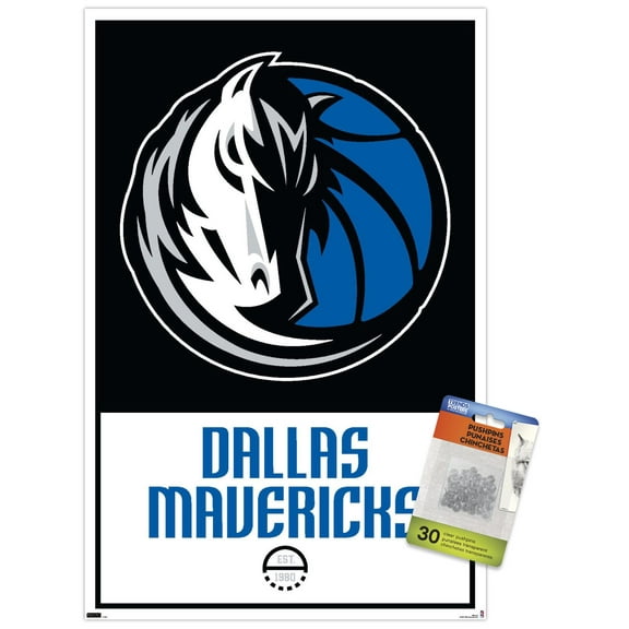 NBA Dallas Mavericks - Logo 21 Wall Poster with Pushpins, 14.725" x 22.375"