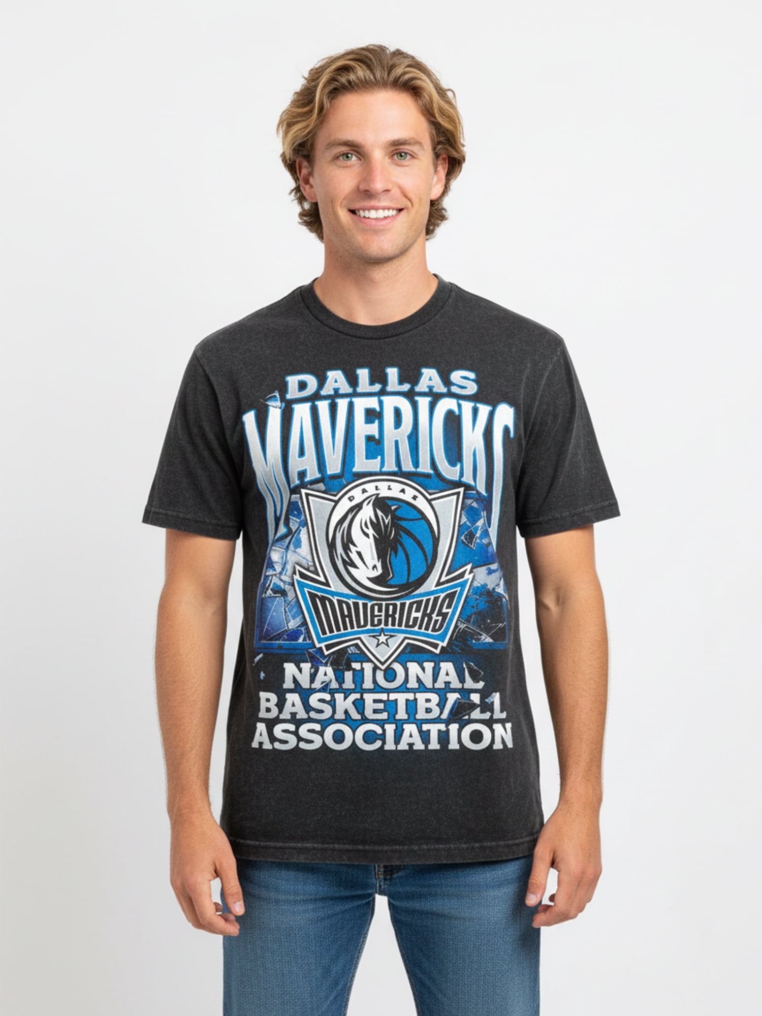 NBA Dallas Mavericks Men's & Big Men's Front & Back Boxy Fit Mineral Wash Graphic T-Shirt, Sizes XS–4XLT, 2XB–5XB