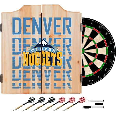 Denver Nuggets NBA City Dart Cabinet Set with Darts and Board - Powder Blue, Yellow