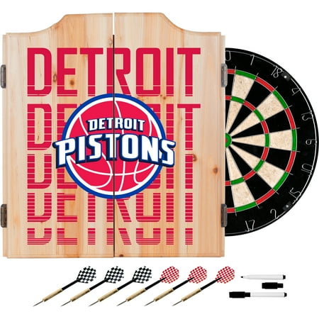 Detroit Pistons NBA City Dart Cabinet Set with Darts and Board - Red, White, Blue