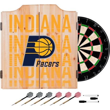 Indiana Pacers NBA City Dart Cabinet Set with Darts and Board - Gold, Navy Blue