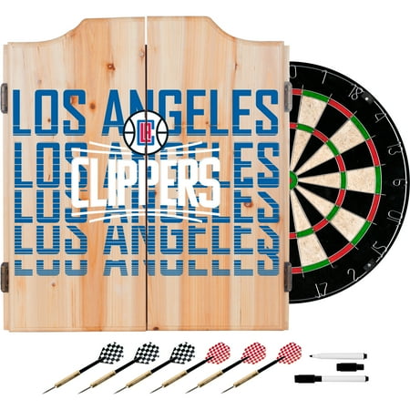 Los Angeles Clippers NBA City Dart Cabinet Set with Darts and Board - Red, Blue, White