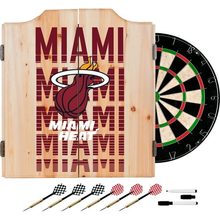 Miami Heat NBA City Dart Cabinet Set with Darts and Board - Red, White, Black