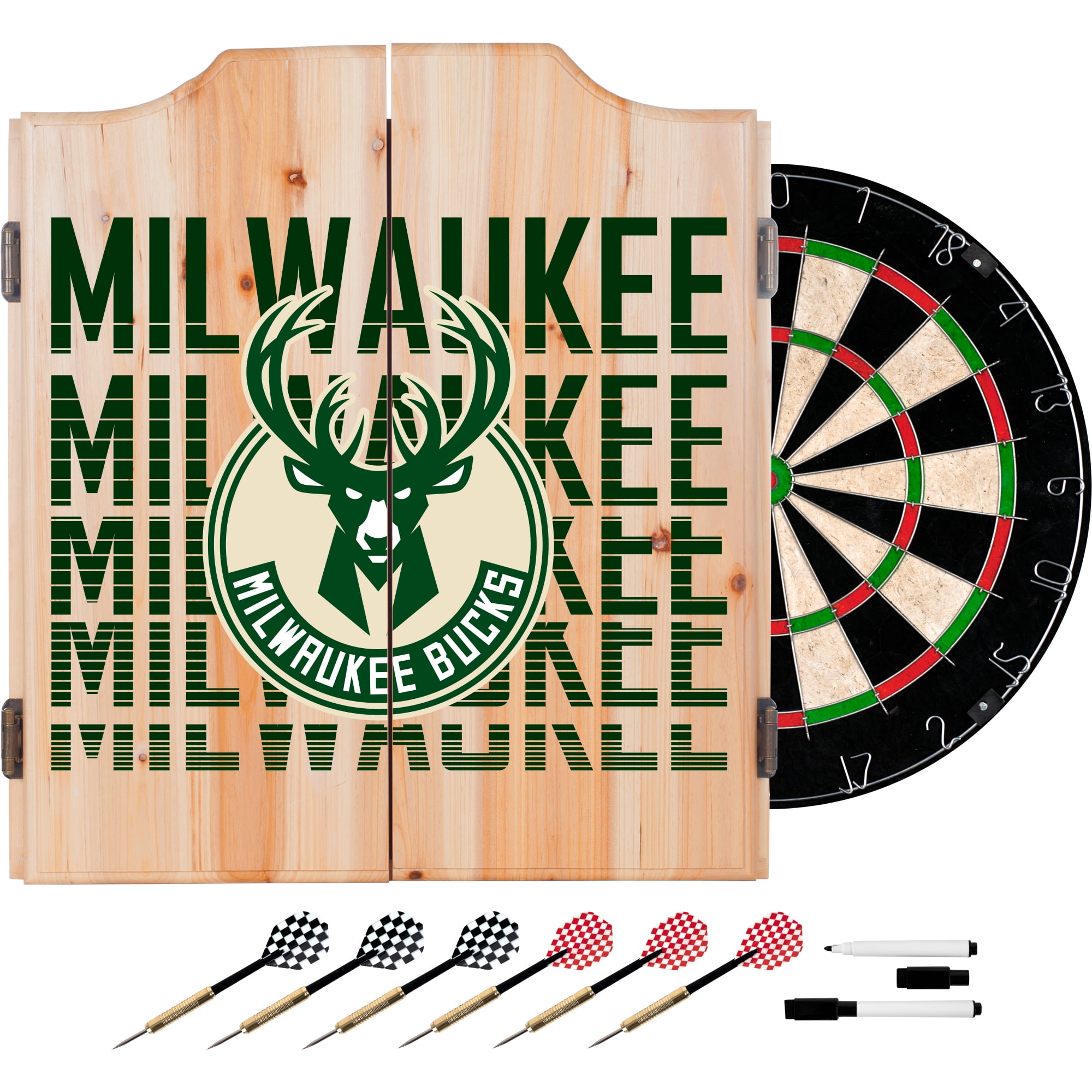 NBA Dart Set with Darts and Board City Milwaukee Bucks