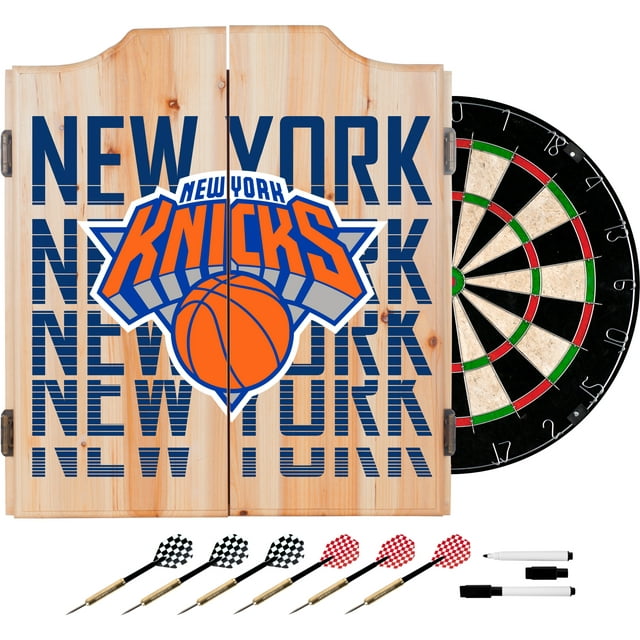 NBA Dart Cabinet Set with Darts and Board - City - New York Knicks
