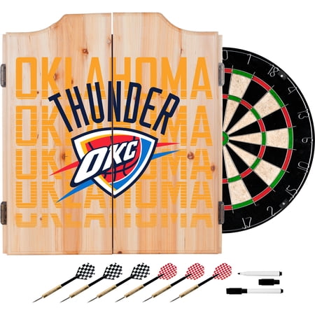 NBA Dart Cabinet Set with Darts and Board - City - Oklahoma City Thunder