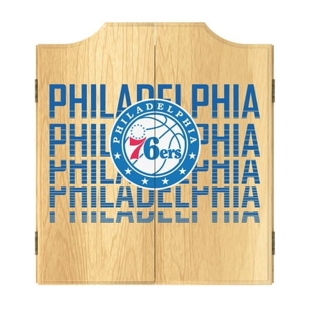 Philadelphia 76ers NBA City Dart Cabinet Set with Darts and Board - Royal Blue, Red, White