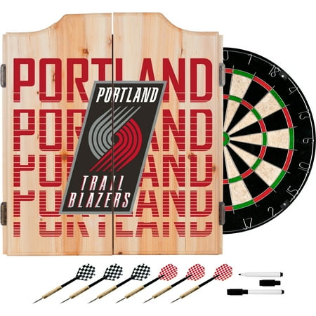 Portland Trailblazers NBA City Dart Cabinet Set with Darts and Board - Red, Black, White, Gray