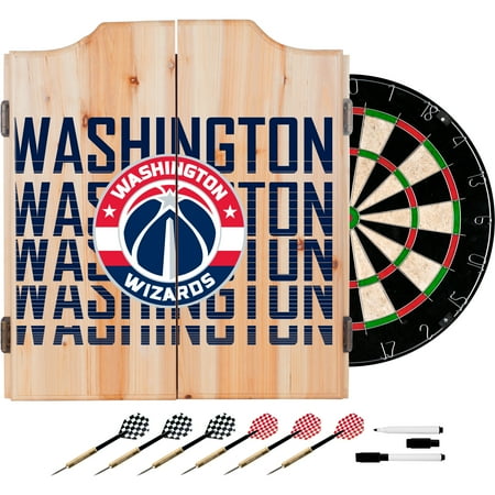 Washington Wizards NBA City Dart Cabinet Set with Darts and Board - Red, Navy Blue, Silver, White