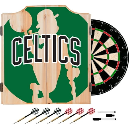 Boston Celtics NBA Fade Dart Cabinet Set with Darts and Board - Green, Black, White