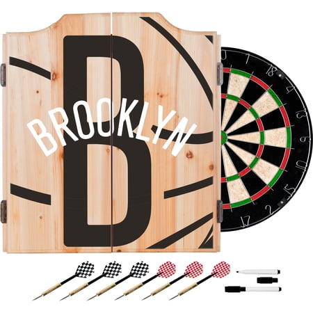NBA Dart Cabinet Set with Darts and Board - Fade - Brooklyn Nets