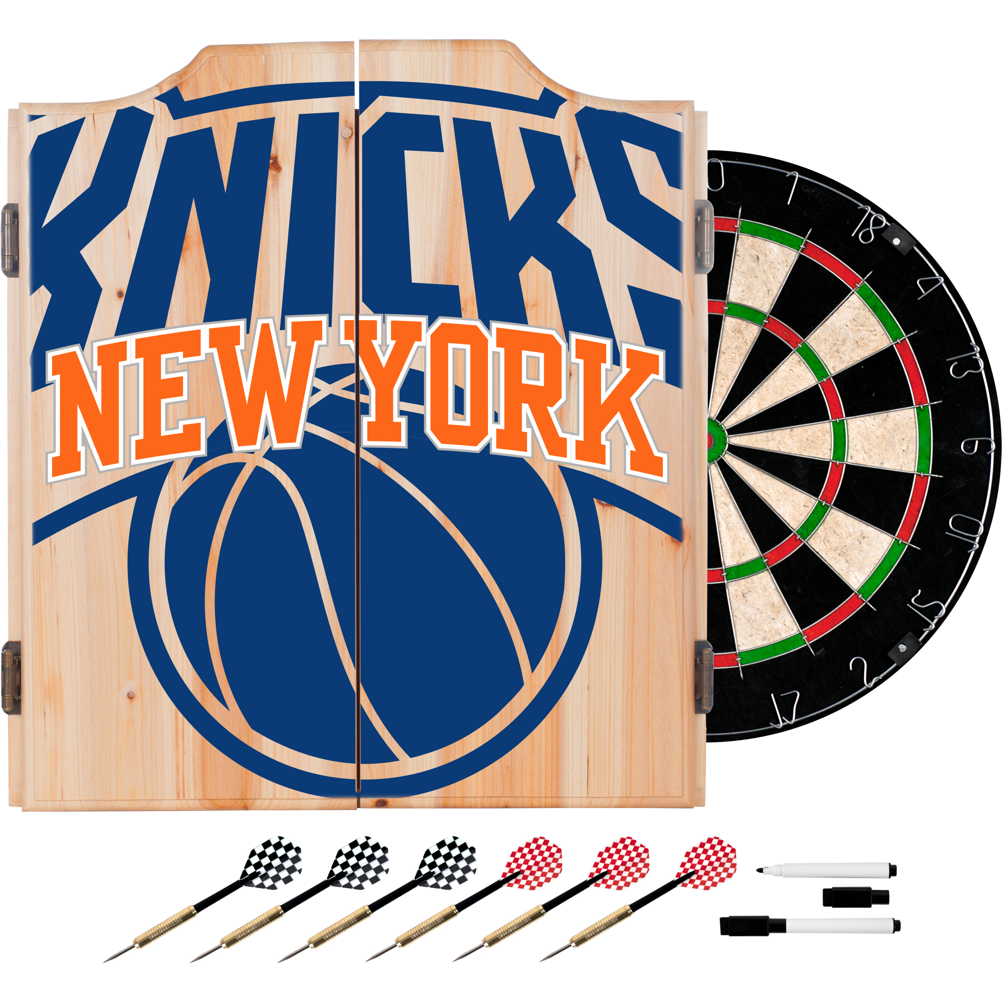 NBA Dart Cabinet Set with Darts and Board - Fade - New York Knicks - image 1 of 2