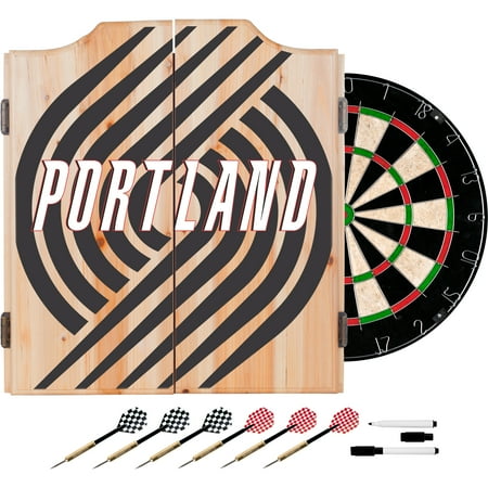 Portland Trail Blazers NBA Fade Dart Cabinet Set with Darts and Board - Black, Red, Gray
