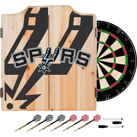 San Antonio Spurs NBA Fade Dart Cabinet Set with Darts and Board - Black, Silver