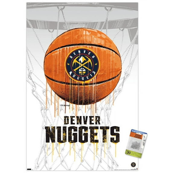 NBA Denver Nuggets - Drip Basketball 21 Wall Poster with Push Pins, 22.375" x 34"