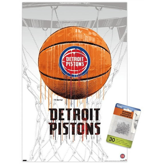 NBA Detroit Pistons - Drip Basketball 21 14.72" x 22.37" Poster, by Trends International