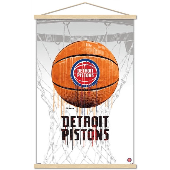 NBA Detroit Pistons - Drip Basketball 21 Wall Poster with Wooden Magnetic Frame, 22.375" x 34"