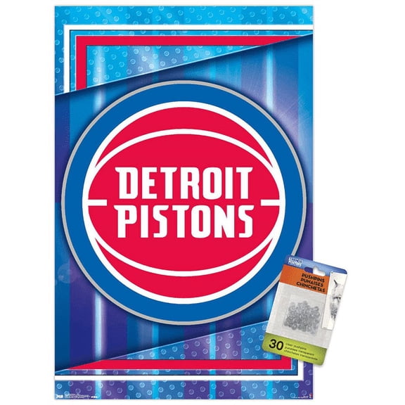 NBA Detroit Pistons - Logo 17 Wall Poster with Push Pins, 14.725" x 22.375"