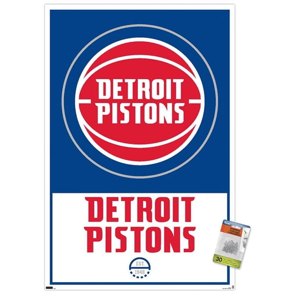 NBA Detroit Pistons - Logo 21 Wall Poster with Push Pins, 22.375" x 34"