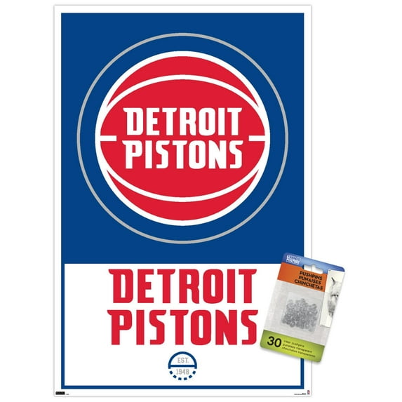 NBA Detroit Pistons - Logo 21 Wall Poster with Pushpins, 14.725" x 22.375"