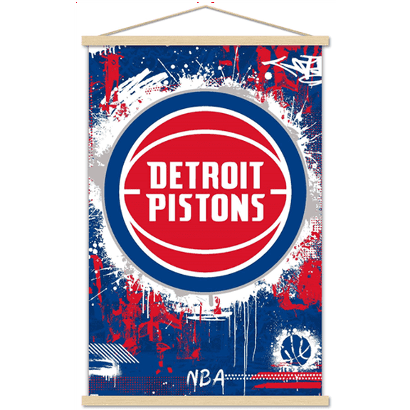 NBA Detroit Pistons - Maximalist Logo 23 Wall Poster with Magnetic Frame, 22.375" x 34"