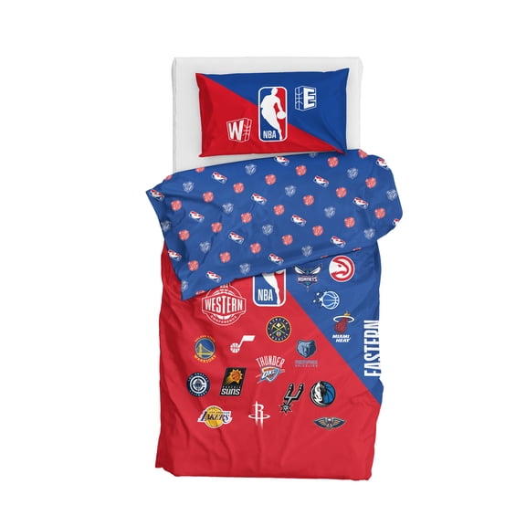NBA Multi Team E W Split Twin/Full Comforter Set with Pillowcase