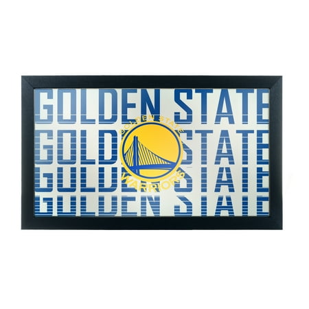 Golden State Warriors NBA City Framed Bar Mirror - Blue, Gold