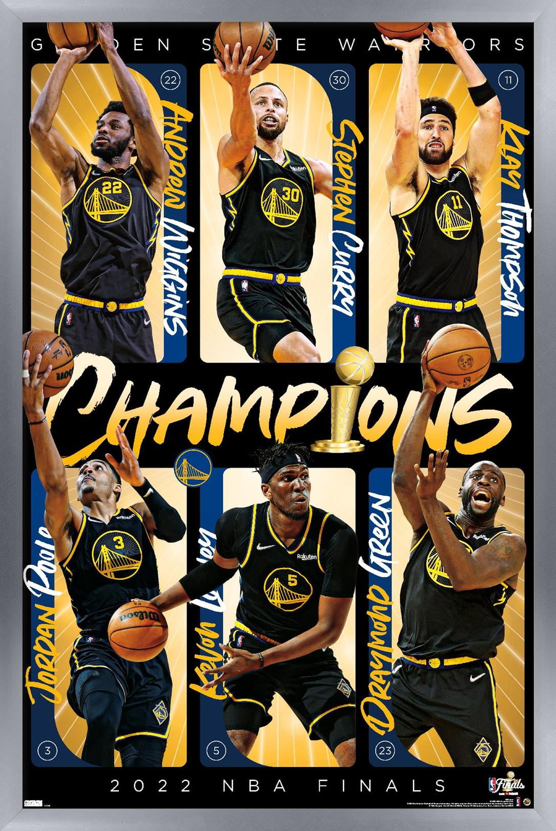NBA Golden State Warriors - 2022 Commemorative NBA Finals Champions Wall Poster, 14.725" x 22.375" Framed