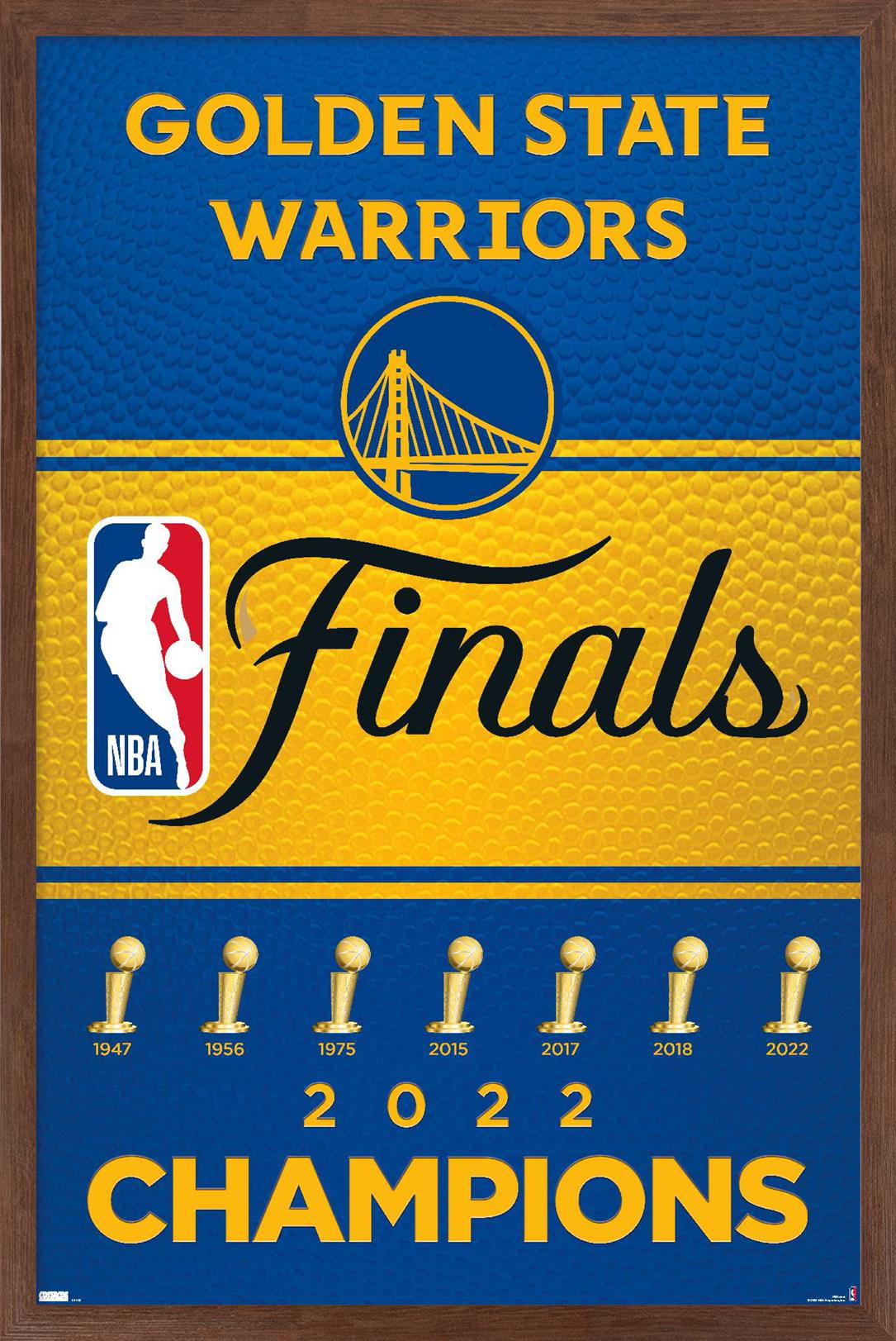 Trends International NBA Golden State Warriors - 2022 NBA Finals Champions  Unframed Wall Poster Print Black Clip Bundle 22.375 x 34