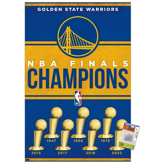 NBA Golden State Warriors - Champions 23 Wall Poster with Pushpins, 22.375" x 34"