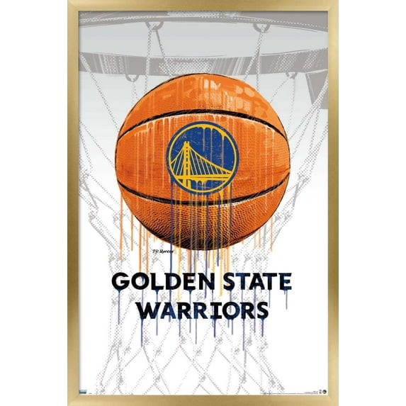 NBA Golden State Warriors - Drip Ball 20 Wall Poster, 22.375" x 34", Framed