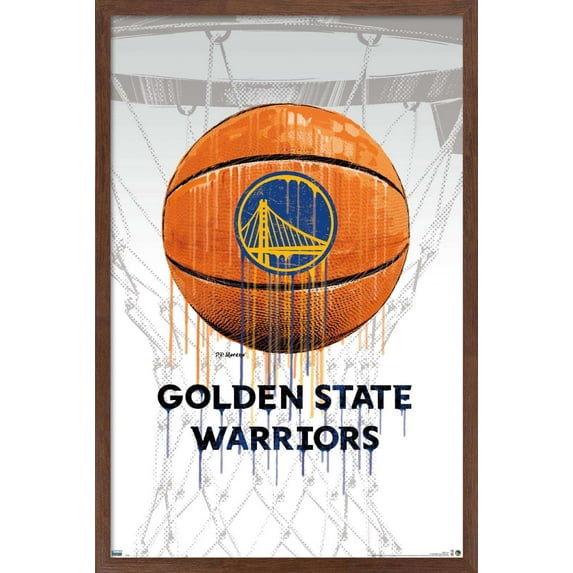 NBA Golden State Warriors - Drip Ball 20 Wall Poster, 22.375" x 34", Framed