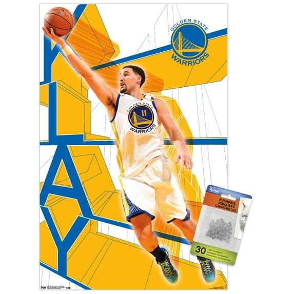 NBA Golden State Warriors - Klay Thompson 17 Wall Poster with Push Pins, 14.725" x 22.375"